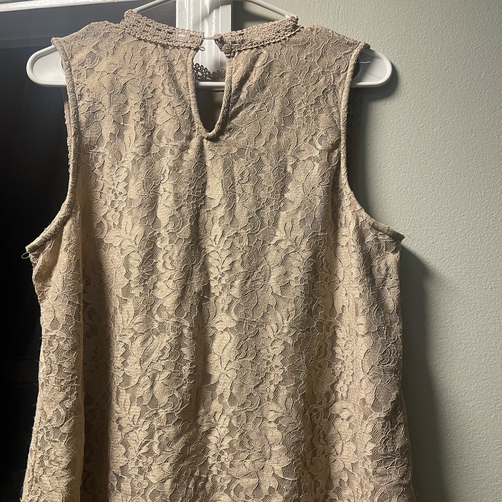 Beige Cable and Gauge crochet top Size Large